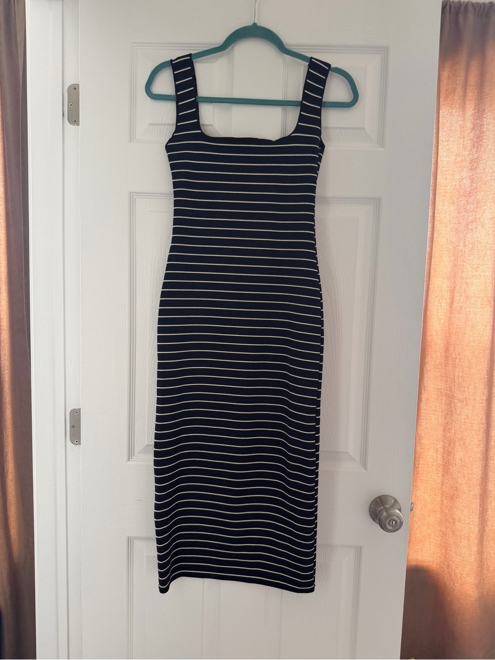 Zara Black & White Striped Tank Midi Dress